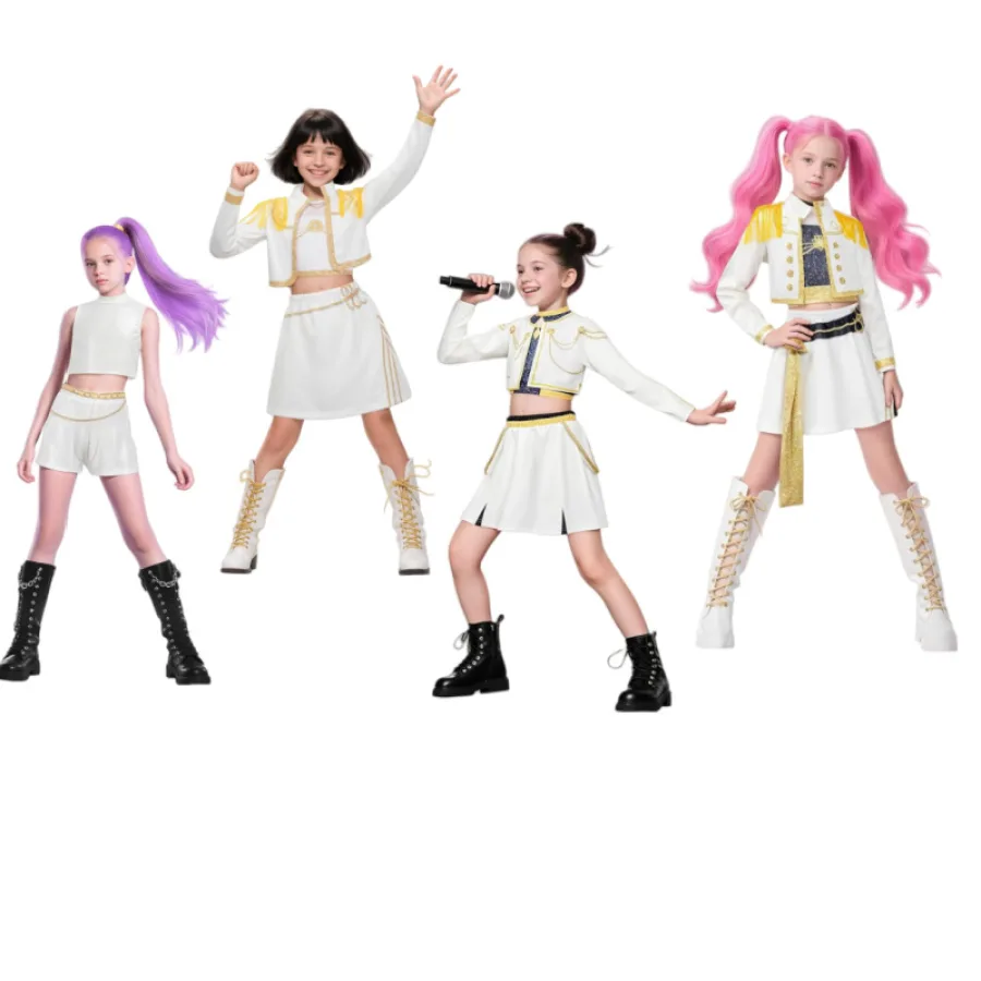 2025亚马逊新款女孩猎魔女团服装搭配流行歌手3D印花女装童装套装