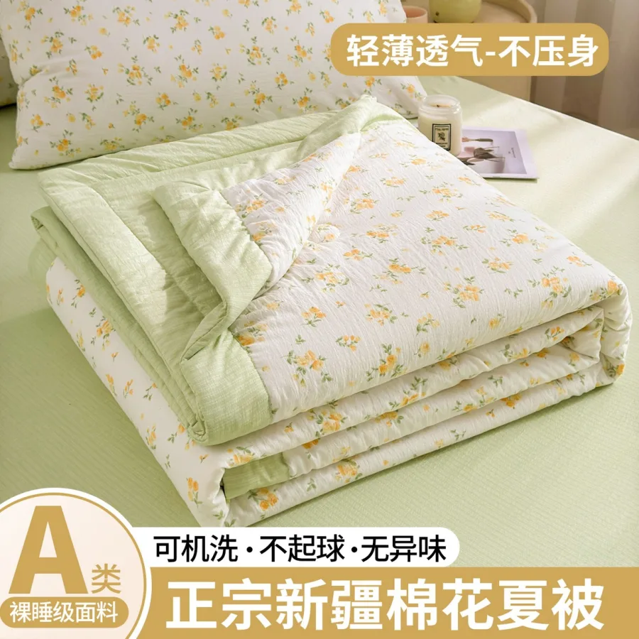a类母婴云感双层纱新疆棉花被夏凉被空调被儿童午睡学生纯棉夏被