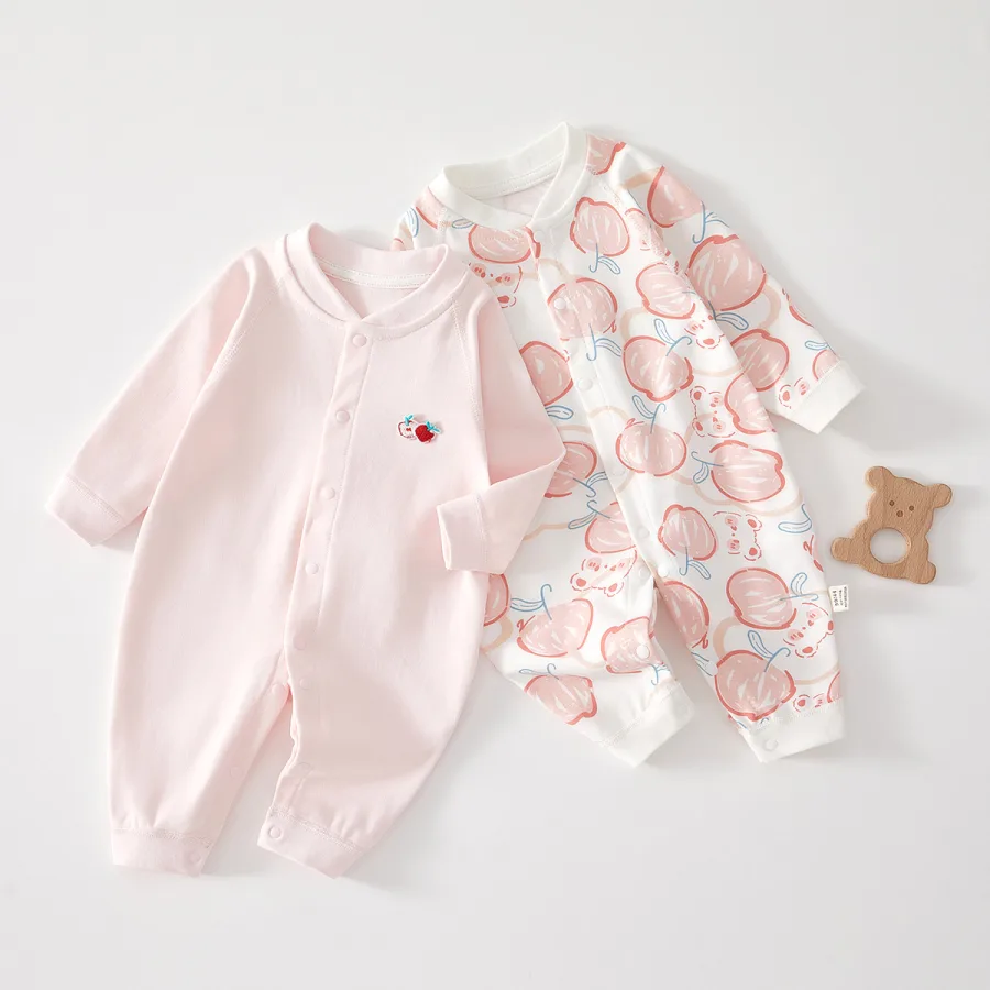 婴儿连体衣服纯棉新生儿宝宝哈衣爬服春秋无骨打底内衣睡衣外出服