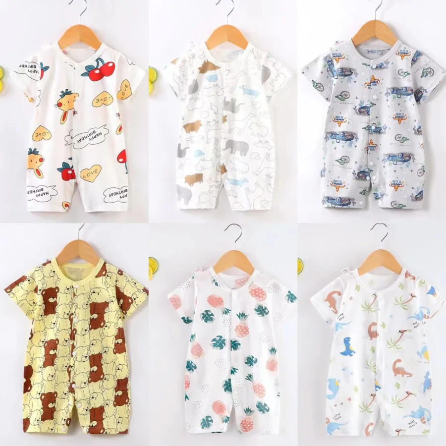 2025新款婴儿连体衣新生儿爬服短袖薄款哈衣婴幼儿服饰宝宝包屁衣