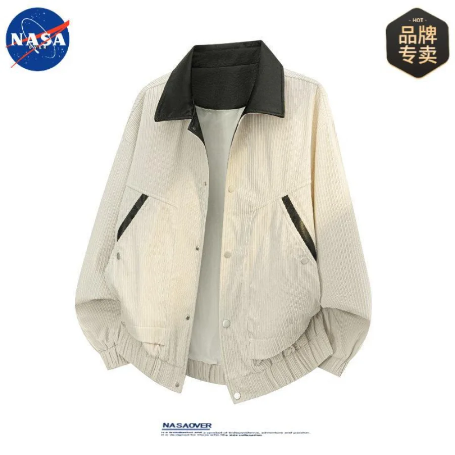 NASA品牌春秋季潮牌高质量夹克男士休闲痞帅百搭灯芯绒翻领外套