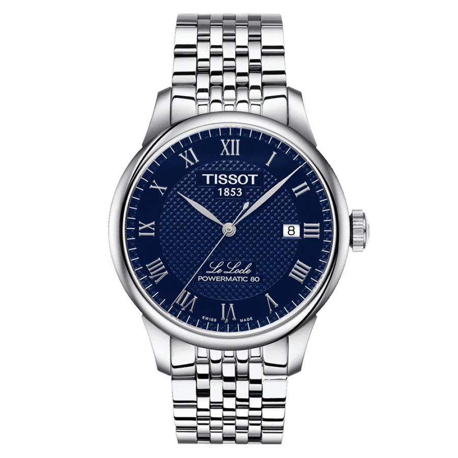 预订款2-3周 TISSOT/天梭      LE LOCLE POWERMATIC 80系列 男士蓝色自动机芯不锈钢表壳和表带腕表39.3毫米T006.407.11.043.00