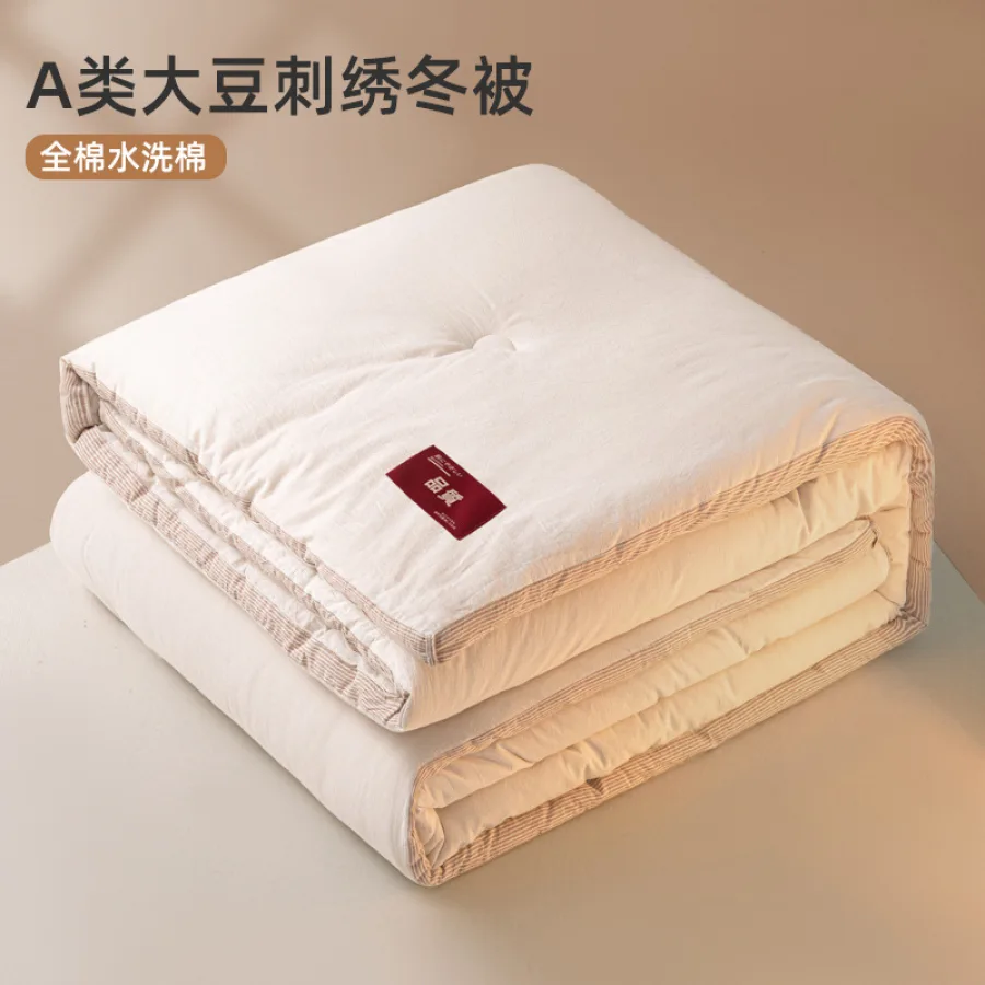 2025新款A类品质水洗棉大豆刺绣加厚秋冬被学生单双人保暖被芯