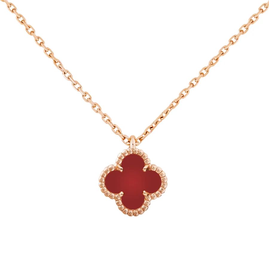 Van Cleef & Arpels/梵克雅宝 经典Sweet Alhambra系列 18K金玫瑰金镶嵌红玉髓幸运四叶草项链VCARN59M00