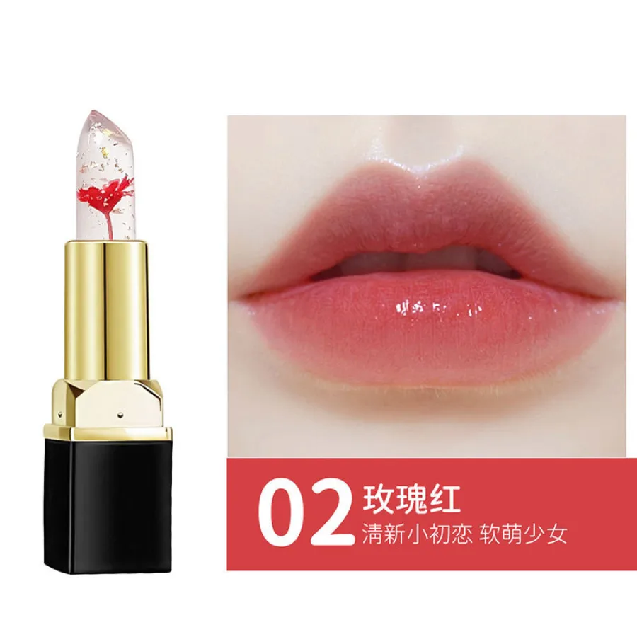 抖音爆款鲜花果冻口红保湿健康滋润唇膏不掉色不沾杯