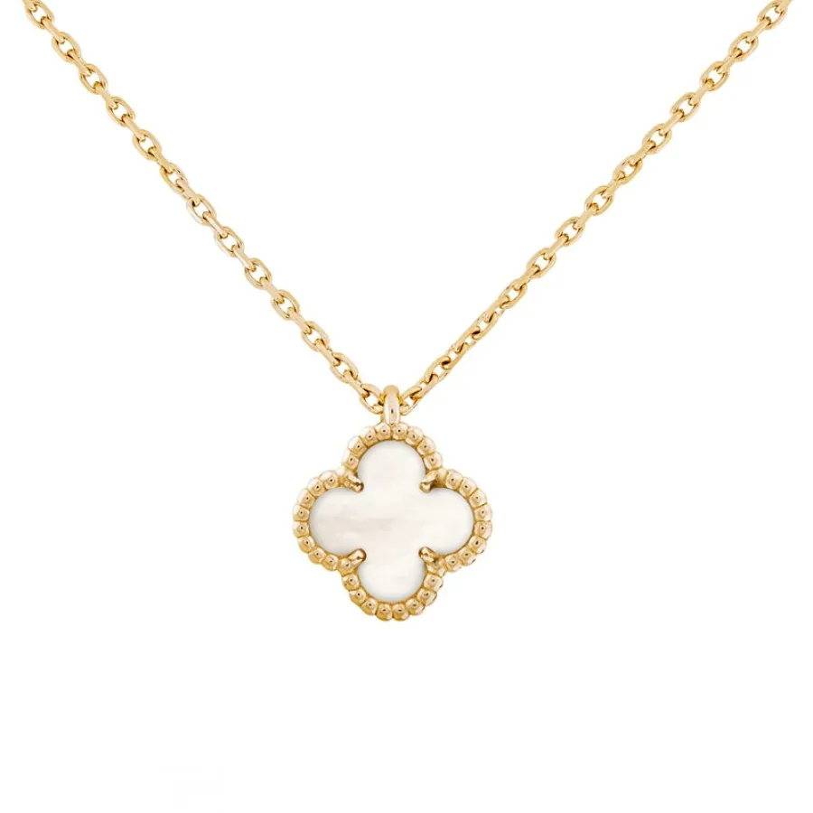Van Cleef & Arpels/梵克雅宝 Sweet Alhambra 女士白色珍珠贝母四叶草金链项链 VCARF69100