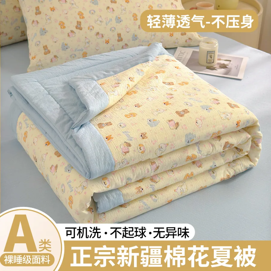 a类全棉新疆棉花被ins小清新卡通裸睡纯棉空调薄被子学生宿舍被芯