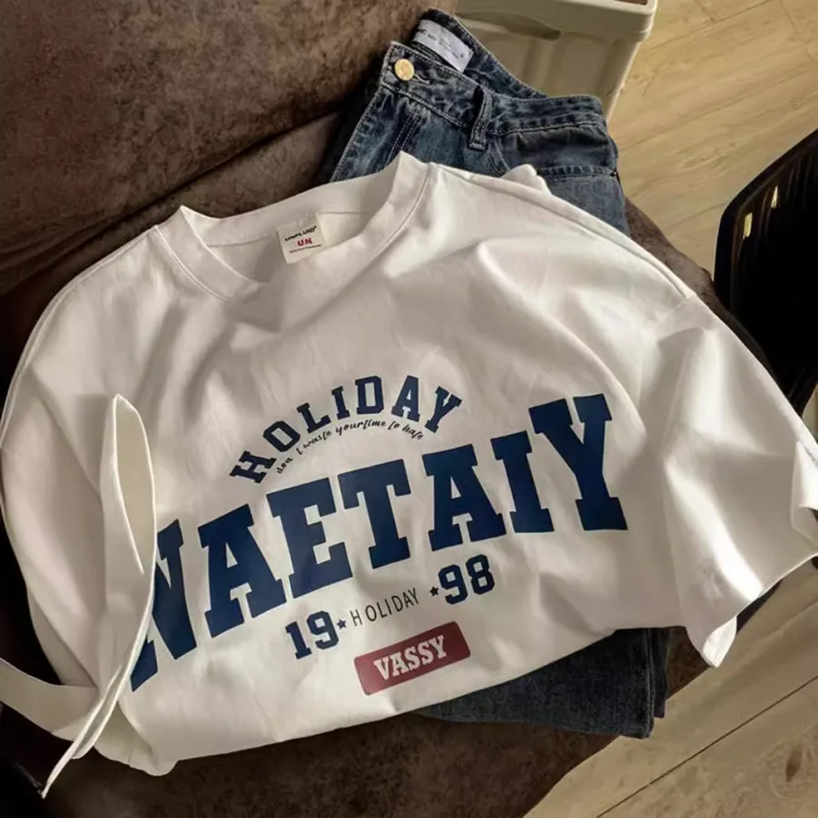 100%重磅纯棉美式短袖男款夏季复古衣服潮牌上衣宽松潮流潮男t恤
