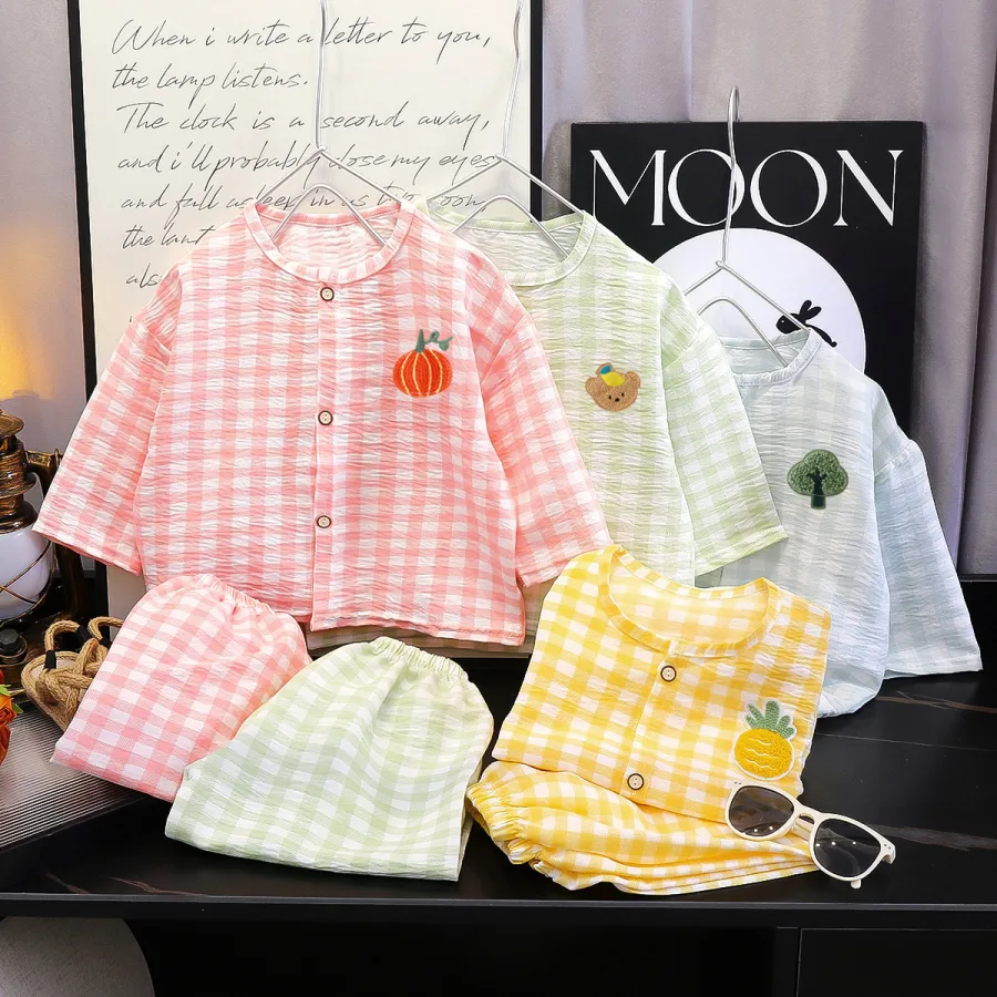 Copy Of Children's Pajama Set Spring and Autumn Two-Piece for Boys and Girls Cloud Cotton Summer Cardigan Cartoon Homewear