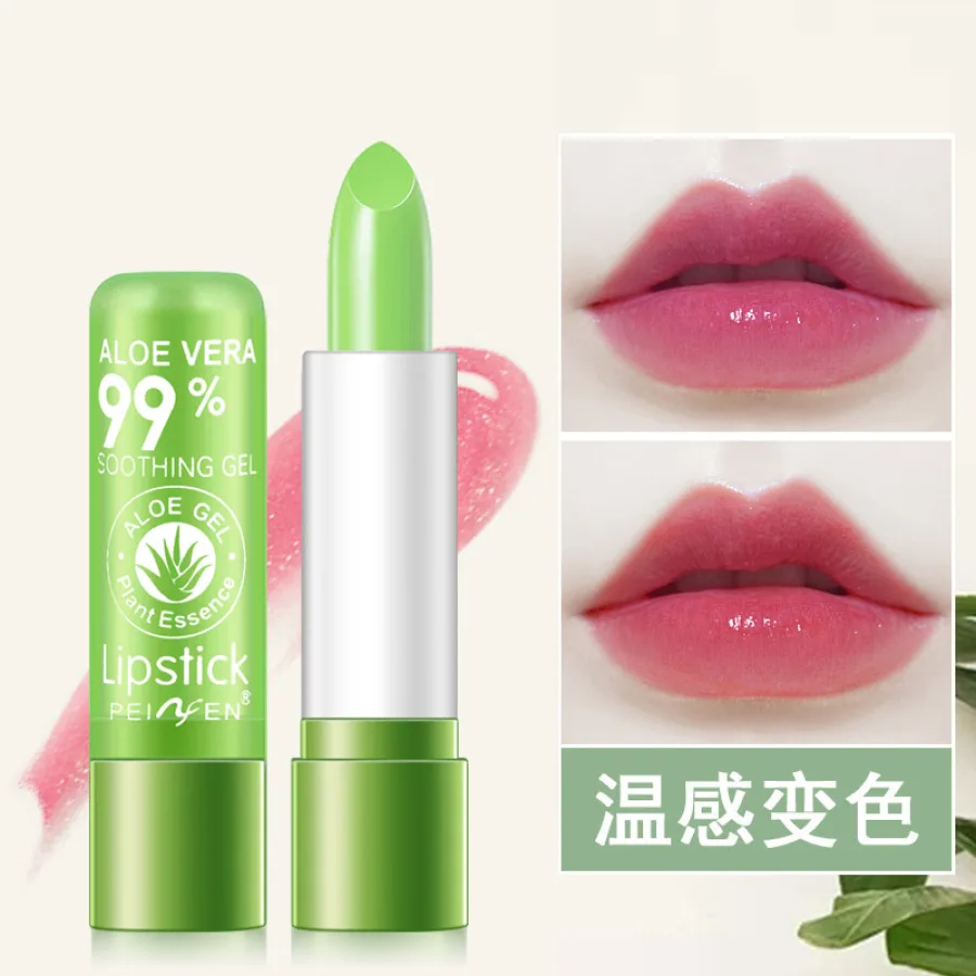 PNF外贸跨境芦荟口红变色润唇膏修护滋润防水防干裂温变口红
