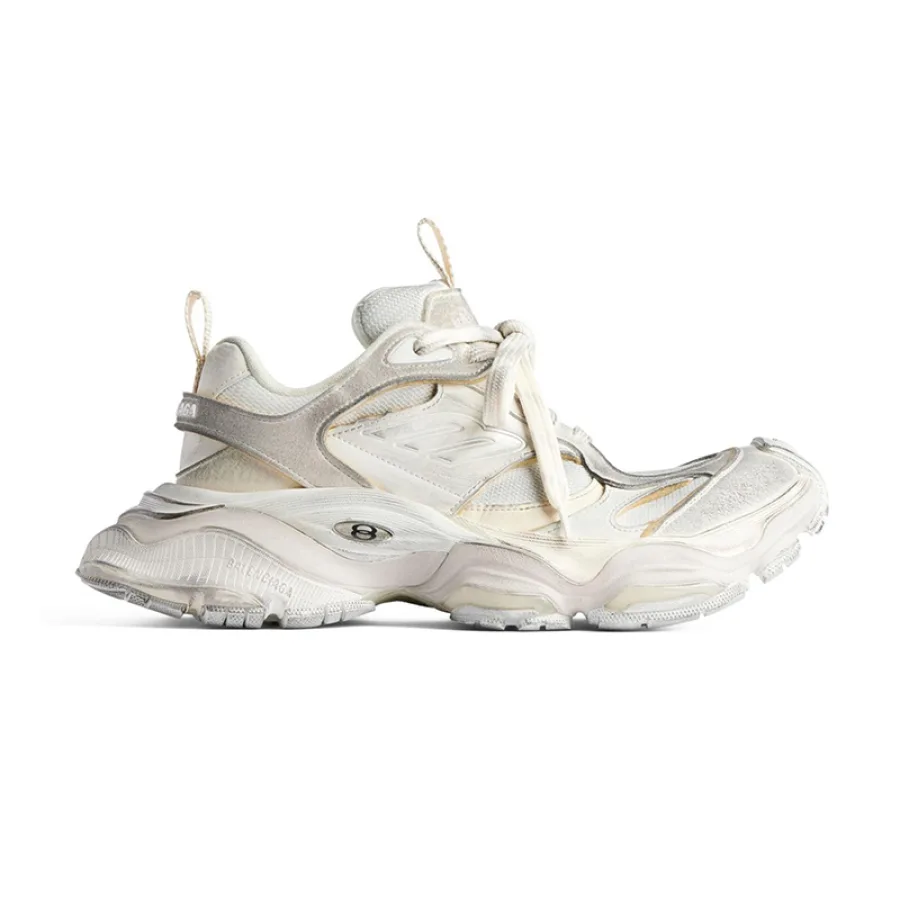 现货Balenciaga/巴黎世家 男士白色米色科技面料做旧系带休闲鞋785754W2MV19191