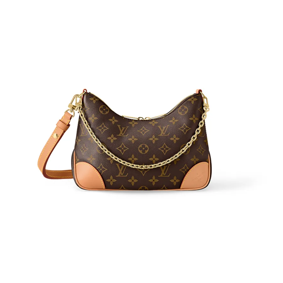 LV/路易威登 Boulogne系列 女士自然色老花帆布牛角包单肩包M45832