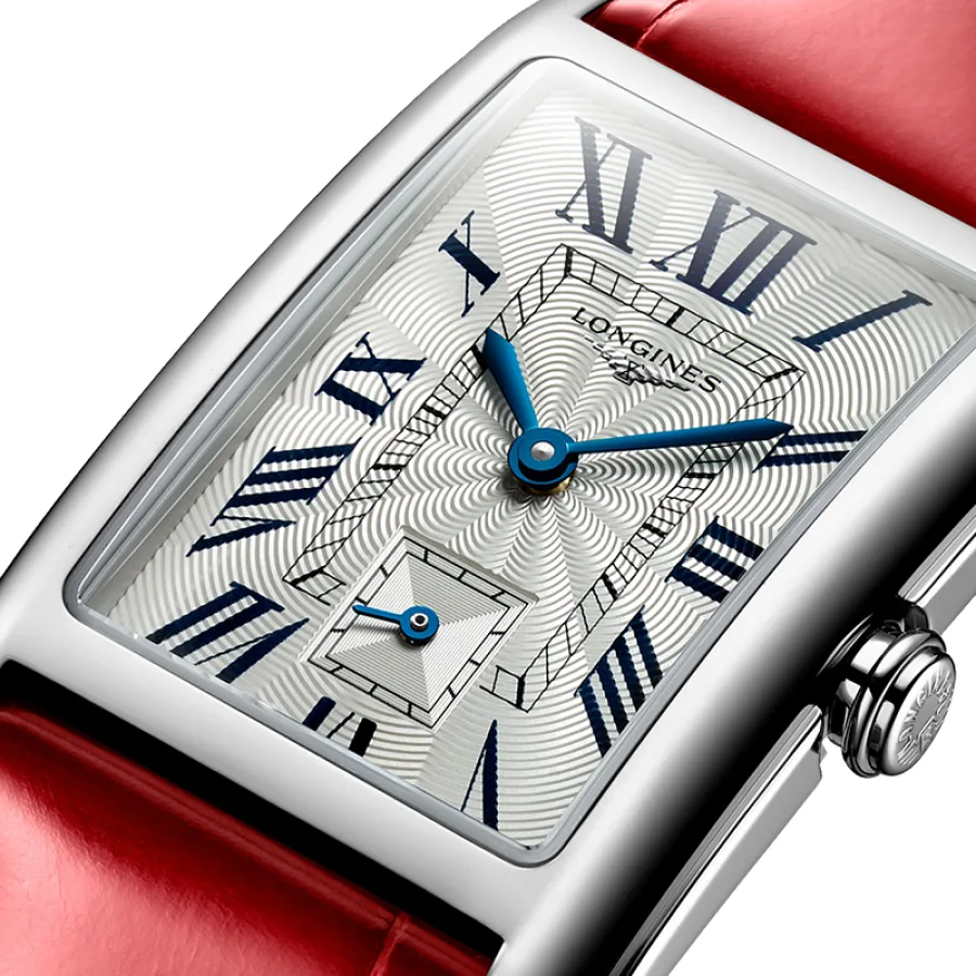 预订款1个月 LONGINES/浪琴  黛绰维纳系列 长方形石英表精钢表壳红色鳄鱼皮表带男女同款表23.3 x 37 毫米L5.512.4.71.5