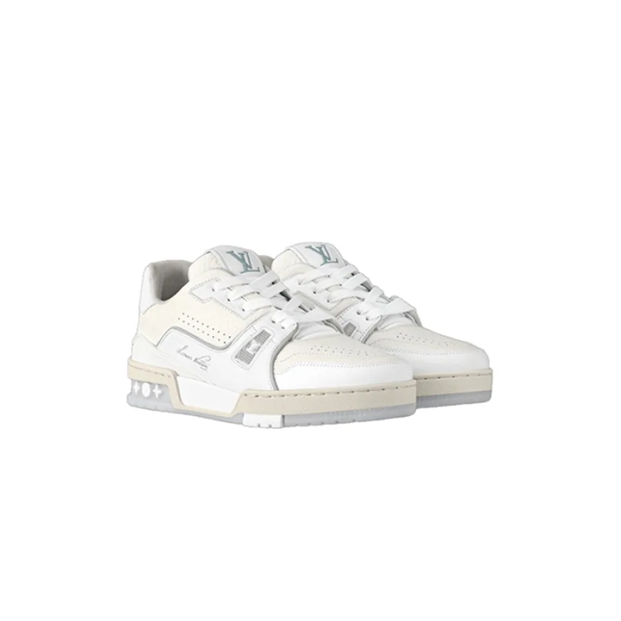 LV/路易威登 女士白色牛皮革带花卉标示TRAINER 运动鞋1ACP1P
